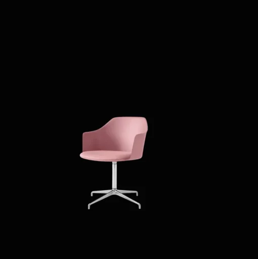 &Tradition Rely HW39 Spisebordsstol Med Armlán Swivel Polstret Sáde Soft Pink/Aluminium/Vidar 0622