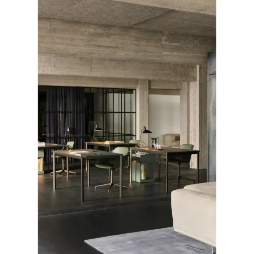 &Tradition Rely HW39 Spisebordsstol Med Armlán Swivel Polstret Sáde Soft Pink/Aluminium/Vidar 0622