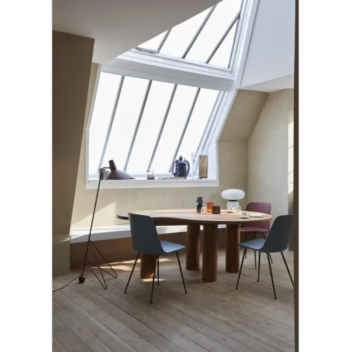 &Tradition Rely HW39 Spisebordsstol Med Armlán Swivel Polstret Sáde Soft Pink/Aluminium/Vidar 0622
