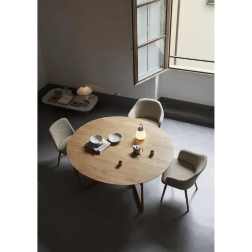 &Tradition Rely HW39 Spisebordsstol Med Armlán Swivel Polstret Sáde Soft Pink/Aluminium/Vidar 0622