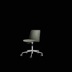&Tradition Rely HW29 Spisebordsstol Uden Armlán Swivel Med Hjul Polstret Sáde Bronze Green/Aluminium/Canvas 0926