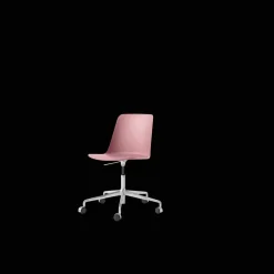 &Tradition Rely HW28 Spisebordsstol Uden Armlán Swivel Med Hjul Soft Pink/Aluminium