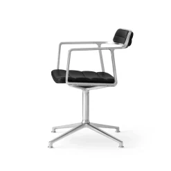 Vipp 452 Drejestol med Gulvglidere Aluminium/Sort Láder