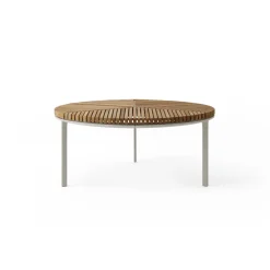 Vipp 716 Open-Air Udendørs SofabordØ90 cm Lyse Grå/Teak