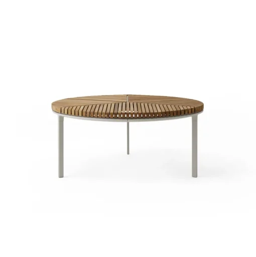 Vipp 716 Open-Air Udendørs SofabordØ90 cm Lyse Grå/Teak
