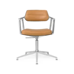 Vipp 453 Swivel+ Drejestol med Gulvglidere Aluminium/Kamel Láder