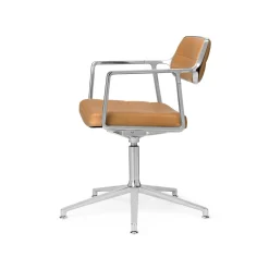 Vipp 453 Swivel+ Drejestol med Gulvglidere Aluminium/Kamel Láder