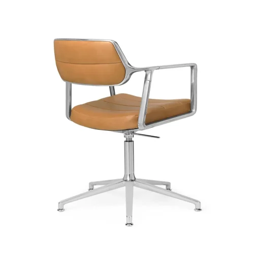Vipp 453 Swivel+ Drejestol med Gulvglidere Aluminium/Kamel Láder