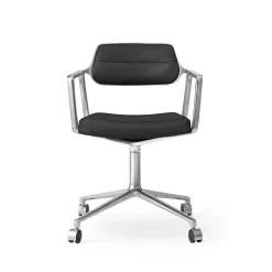 Vipp 453 Swivel Drejestol med Hjul Aluminium/Sort Láder
