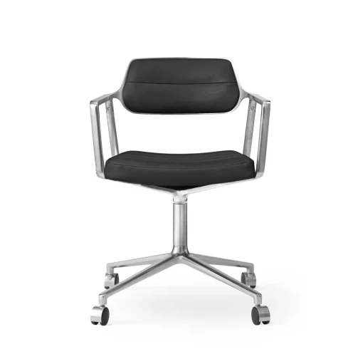 Vipp 453 Swivel Drejestol med Hjul Aluminium/Sort Láder