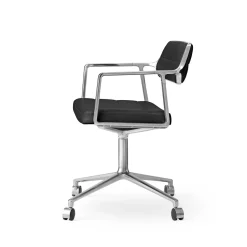 Vipp 453 Swivel Drejestol med Hjul Aluminium/Sort Láder
