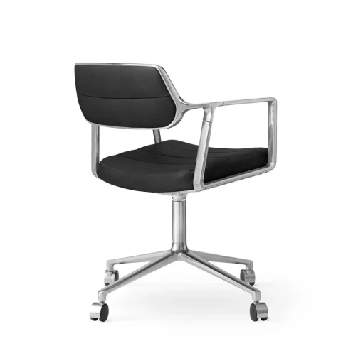 Vipp 453 Swivel Drejestol med Hjul Aluminium/Sort Láder