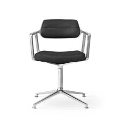 Vipp 453 Swivel Drejestol med Gulvglidere Aluminium/Sort Láder