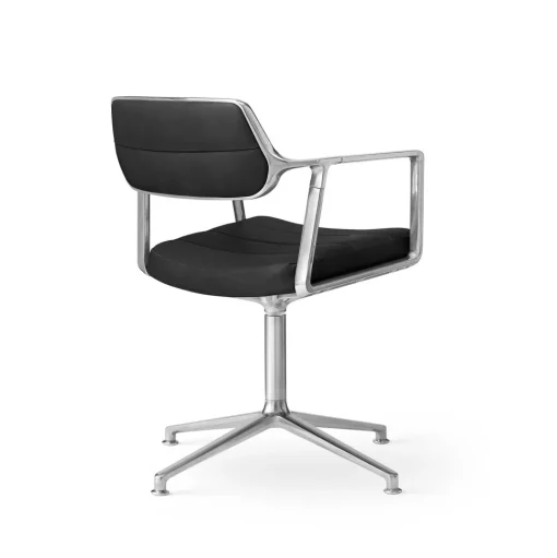 Vipp 453 Swivel Drejestol med Gulvglidere Aluminium/Sort Láder