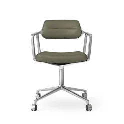 Vipp 453 Swivel Drejestol med Hjul Aluminium/Bosco Grøn Láder