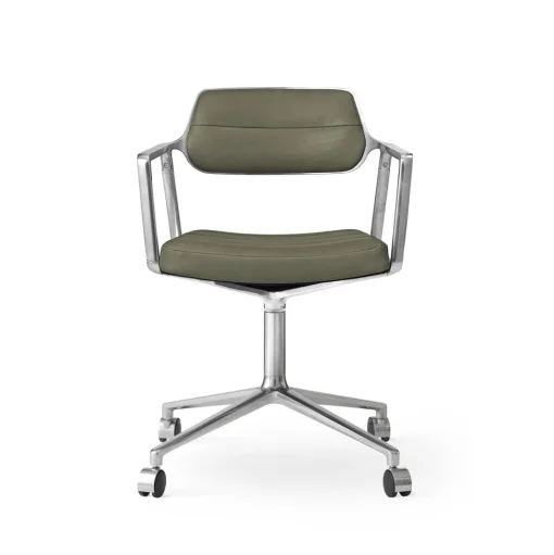 Vipp 453 Swivel Drejestol med Hjul Aluminium/Bosco Grøn Láder