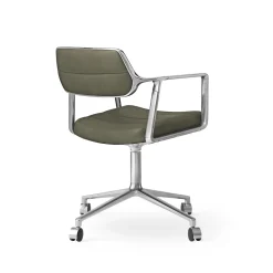 Vipp 453 Swivel Drejestol med Hjul Aluminium/Bosco Grøn Láder