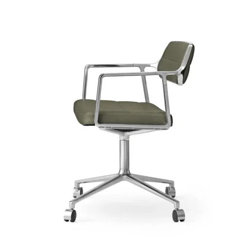 Vipp 453 Swivel Drejestol med Hjul Aluminium/Bosco Grøn Láder