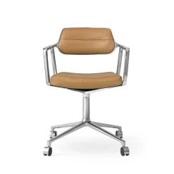 Vipp 453 Swivel Drejestol med Hjul Aluminium/Sand Láder