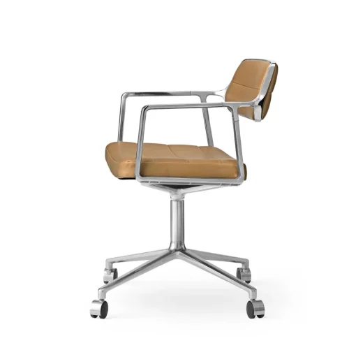 Vipp 453 Swivel Drejestol med Hjul Aluminium/Sand Láder