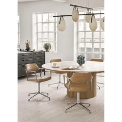 Vipp 453 Swivel Drejestol med Hjul Aluminium/Sand Láder
