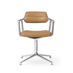 Vipp 453 Swivel Drejestol med Gulvglidere Aluminium/Sand Láder