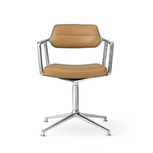 Vipp 453 Swivel Drejestol med Gulvglidere Aluminium/Sand Láder