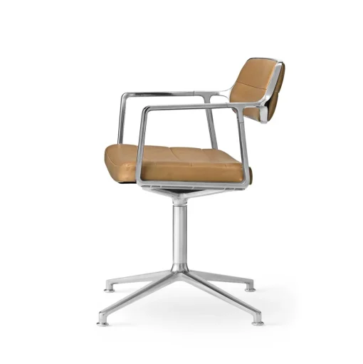 Vipp 453 Swivel Drejestol med Gulvglidere Aluminium/Sand Láder