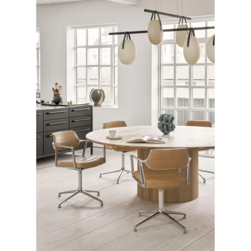 Vipp 453 Swivel Drejestol med Gulvglidere Aluminium/Sand Láder