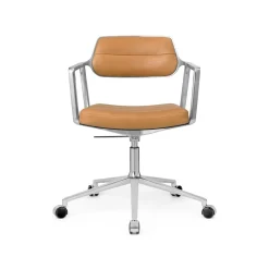 Vipp 453 Swivel+ Drejestol med Hjul Aluminium/Kamel Láder