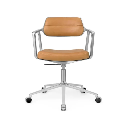 Vipp 453 Swivel+ Drejestol med Hjul Aluminium/Kamel Láder