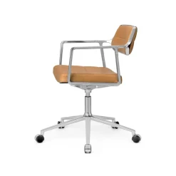 Vipp 453 Swivel+ Drejestol med Hjul Aluminium/Kamel Láder