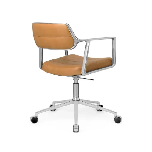 Vipp 453 Swivel+ Drejestol med Hjul Aluminium/Kamel Láder