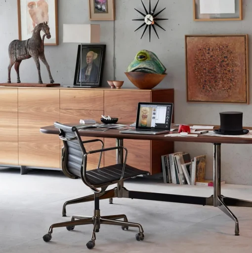 Vitra EA 118 Kontorstol med Swivel/Armlán/Vippemekanisme Cognac Láder/Krom Stel