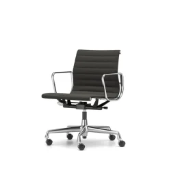 Vitra EA118 Kontorstol med Swivel/Armlán/Vippemekanisme Sort Láder/Krom Stel
