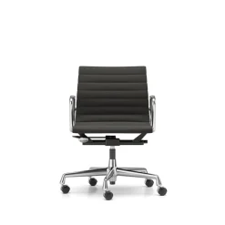 Vitra EA118 Kontorstol med Swivel/Armlán/Vippemekanisme Sort Láder/Krom Stel