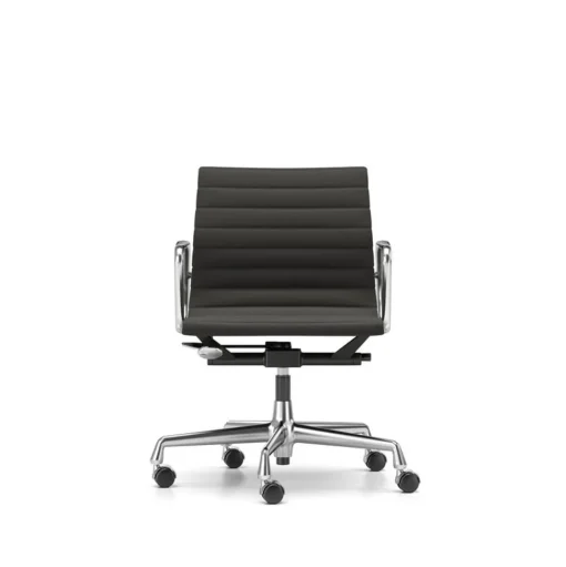 Vitra EA118 Kontorstol med Swivel/Armlán/Vippemekanisme Sort Láder/Krom Stel