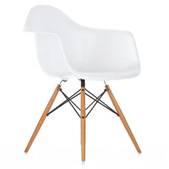 Vitra Eames Plastic DAW Spisebordsstol Hvid/Gylden Ahorn