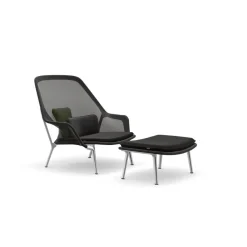 Vitra Slow Chair & Ottoman Tricot/Sort/Poleret