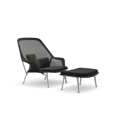 Vitra Slow Chair & Ottoman Tricot/Sort/Poleret