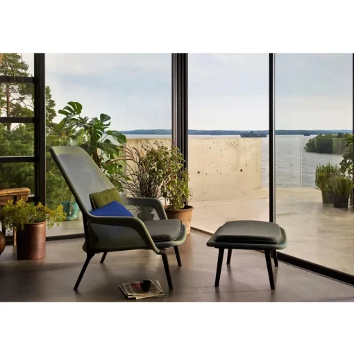 Vitra Slow Chair & Ottoman Tricot/Sort/Poleret