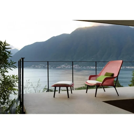 Vitra Slow Chair & Ottoman Tricot/Sort/Poleret
