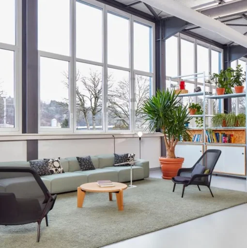 Vitra Slow Chair & Ottoman Tricot/Sort/Poleret