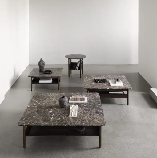 Wendelbo Collect Sofabord 78x78 Emperador Marmor /Mørkebrun Egetrá