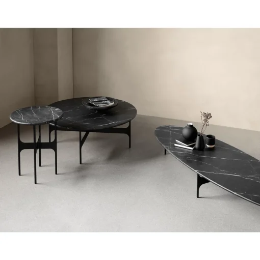 Wendelbo Floema SofabordØ85 Sort Nero Marquina Marmor