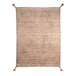 Woodnotes Grid Håndknyttet Uld Gulvtáppe 140 x 200 cm Hvid/Camel