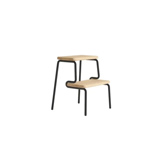 Woud Slalom Step Skammel Hvidpigmenteret Lakeret Eg/Sort