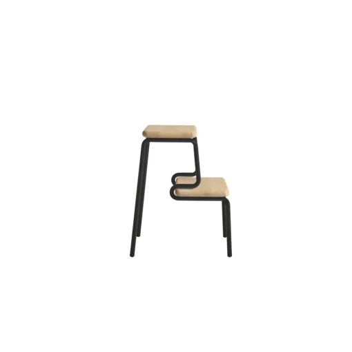 Woud Slalom Step Skammel Hvidpigmenteret Lakeret Eg/Sort